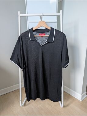 GUESS Men’s Black Polo Shirt with White Trim